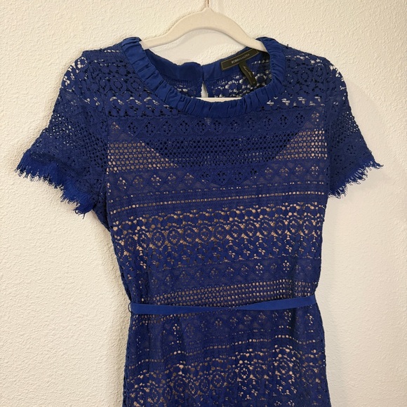 BCBGMAXAZRIA Darlita Blue Lace Dress Size 2 Cocktail Wedding Guest Party Classic - Picture 4 of 6